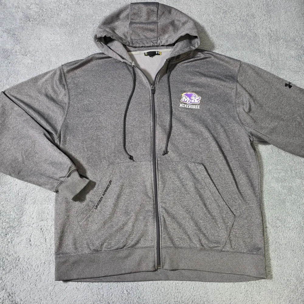 Under Armour Mens XL Hoodie Gray McKendree Bearcats Full Zip Performance Loose